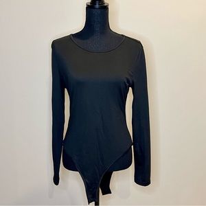 NWOT Women's Black Scoop Neck Bodysuit, Size XL